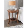 Pemberly Row Round Transitional Wood Side Table with Shelf in Hazelnut Brown