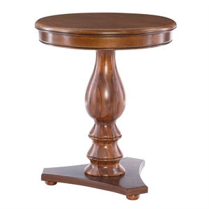 Pemberley Row Wood Hazelnut Brown Side Table Round Pedestal 24.5&quot Unassembled