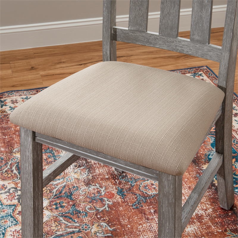 Pemberly Row Farmhouse Wood Dining Side Chairs in Weathered Gray (Set of 2)