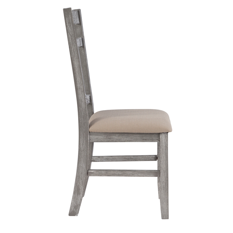 Pemberly Row Farmhouse Wood Dining Side Chairs in Weathered Gray (Set of 2)