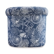 Pemberly Row Swivel Coastal Fabric Club Chair in Blue Seashell Pattern