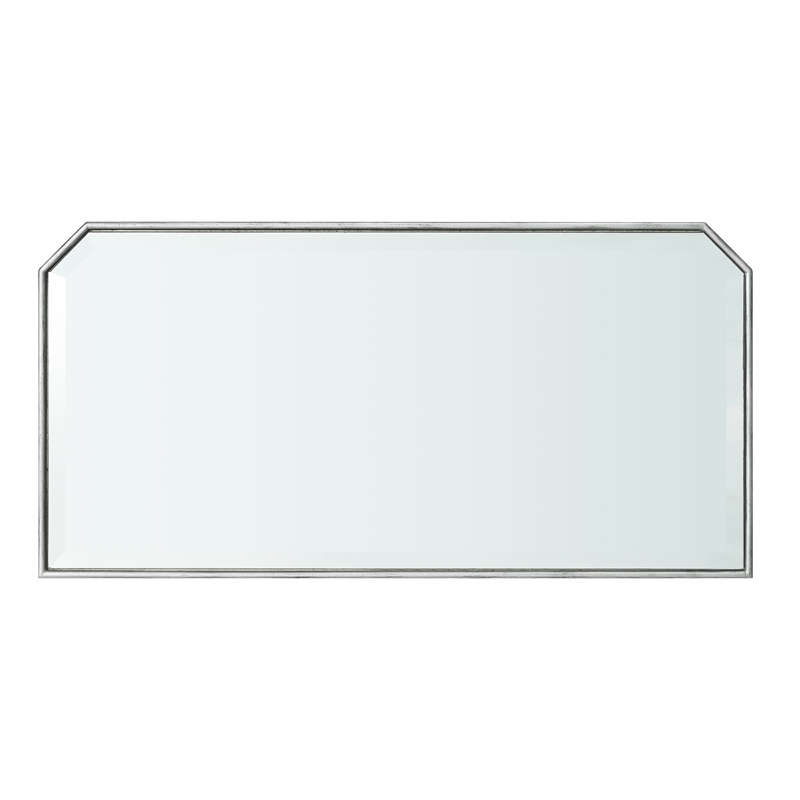 Pemberly Row Modern Mirrored Solid Wood One Drawer Console Table in Gray