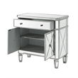 Pemberly Row Modern Mirrored Solid Wood One Drawer Console Table in Gray