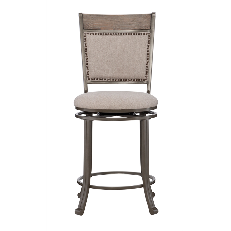 Pemberley Row Metal Pewter Counter Height Dining Set Round Nail Head Accents 42
