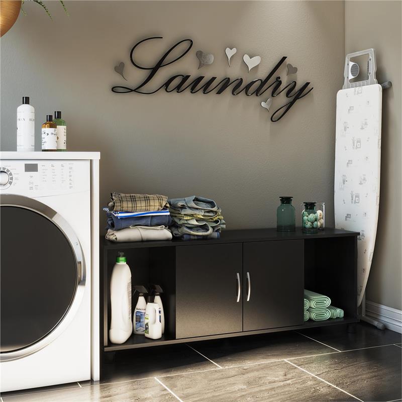 Pemberly Row Transitional Shoe Storage Bench in Black