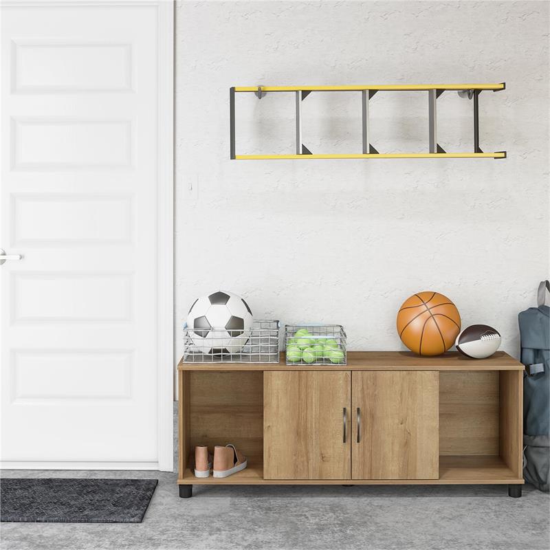 Pemberly Row Transitional Shoe Storage Bench in Natural