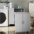 Pemberly Row Transitional Wood Hobby and Craft Desk with Storage Cabinet in Gray