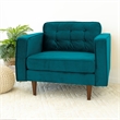 Pemberly Row Mid-Century Pillow Back Velvet Armchair in Teal