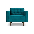 Pemberly Row Mid-Century Pillow Back Velvet Armchair in Teal