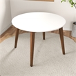 Pemberly Row 5-Piece Mid-Century Dining Set White Table Gray Fabric Chairs