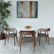 Pemberly Row 5-Piece Mid-Century Dining Set White Table Gray Fabric Chairs