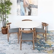 Pemberly Row 5-Piece Mid-Century Dining Set White Round Table and Gray Chairs
