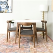 Pemberly Row 5-Piece Mid-Century Dining Set White Round Table and Gray Chairs