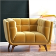 Pemberly Row Mid-Century Tight Back Velvet Upholstered Armchair in Gold