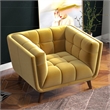 Pemberly Row Mid-Century Tight Back Velvet Upholstered Armchair in Gold