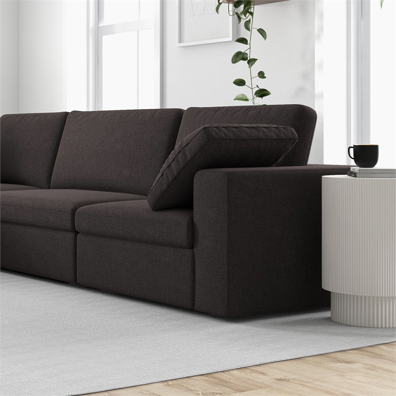 Pemberly Row Mid-Century Modern Fabric Modular Reversible Sofa in Gray