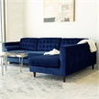 Pemberly Row Mid-Century Velvet L-Shaped Right-Facing Sectional in Blue