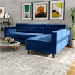 Pemberly Row Mid-Century Velvet L-Shaped Right-Facing Sectional in Blue