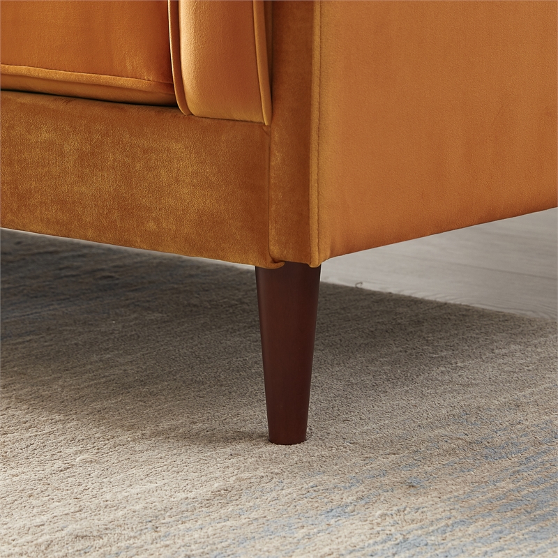 Pemberley Row Velvet Orange Sofa Rectangular Mid-Century 88