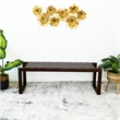 Pemberly Row Mid-Century Rectangular Genuine Leather Upholstered Bench in Cognac