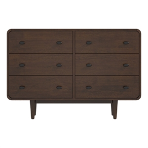 Pemberley Row Solid Wood Brown Double Dresser Rectangular Durable 47&quotW x 13&quotD Unassembled