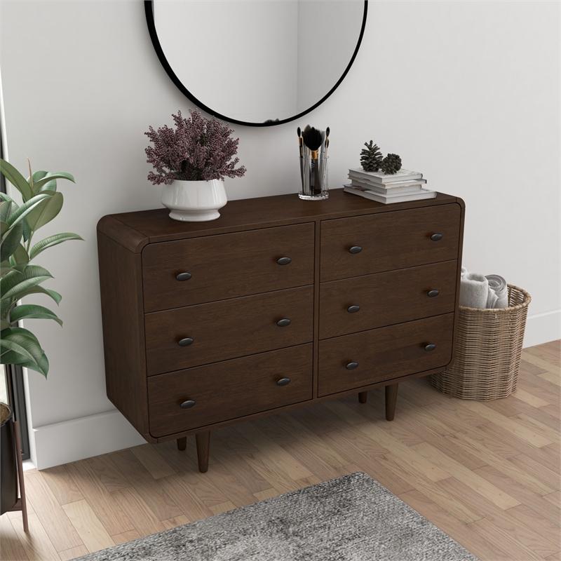 Pemberley Row Solid Wood Brown Double Dresser Rectangular Durable 47