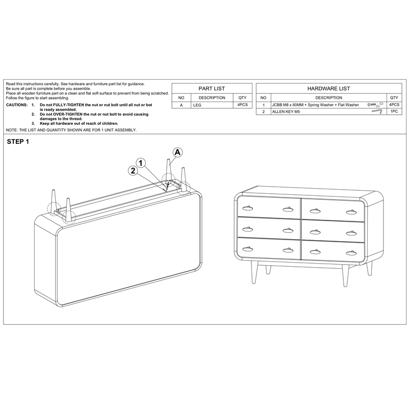 Pemberley Row Solid Wood Brown Double Dresser Rectangular Durable 47