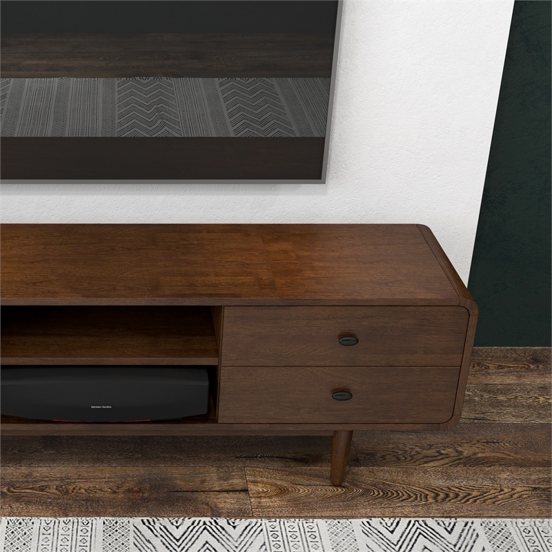 Pemberly Row Mid-Century Solid Wood TV Stand for TVs up to 65