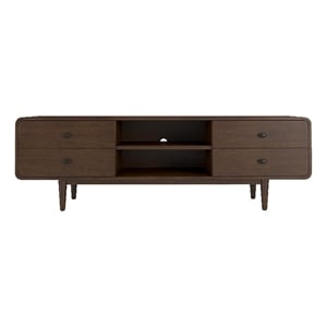 Pemberly Row Mid-Century Solid Wood TV Stand for TVs up to 65&quot in Brown