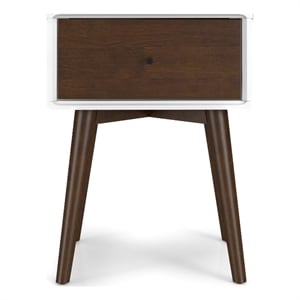 Pemberly Row Mid-Century Solid Wood 1-Drawer Night Stand in White