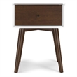 Pemberly Row Mid-Century Solid Wood 1-Drawer Night Stand in White