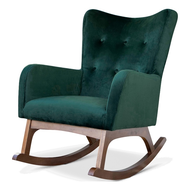Pemberley Row Velvet Green Rocking Chair Rectangular Tufted 36.5