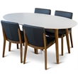 Pemberly Row 5-Piece Oval Dining Set w/ 4 Faux Leather dining chairs in Black