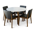 Pemberly Row 5-Piece Modern Dining Set w/ 4 Faux Leather Dining Chairs in Black