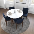 Pemberly Row 5-Piece Mid-Century Dining Set w/ 4 Velvet Dining Chairs in Blue