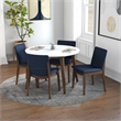 Pemberly Row 5-Piece Mid-Century Dining Set w/ 4 Velvet Dining Chairs in Blue