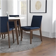 Pemberly Row 5-Piece Mid-Century Dining Set w/ 4 Velvet Dining Chairs in Blue
