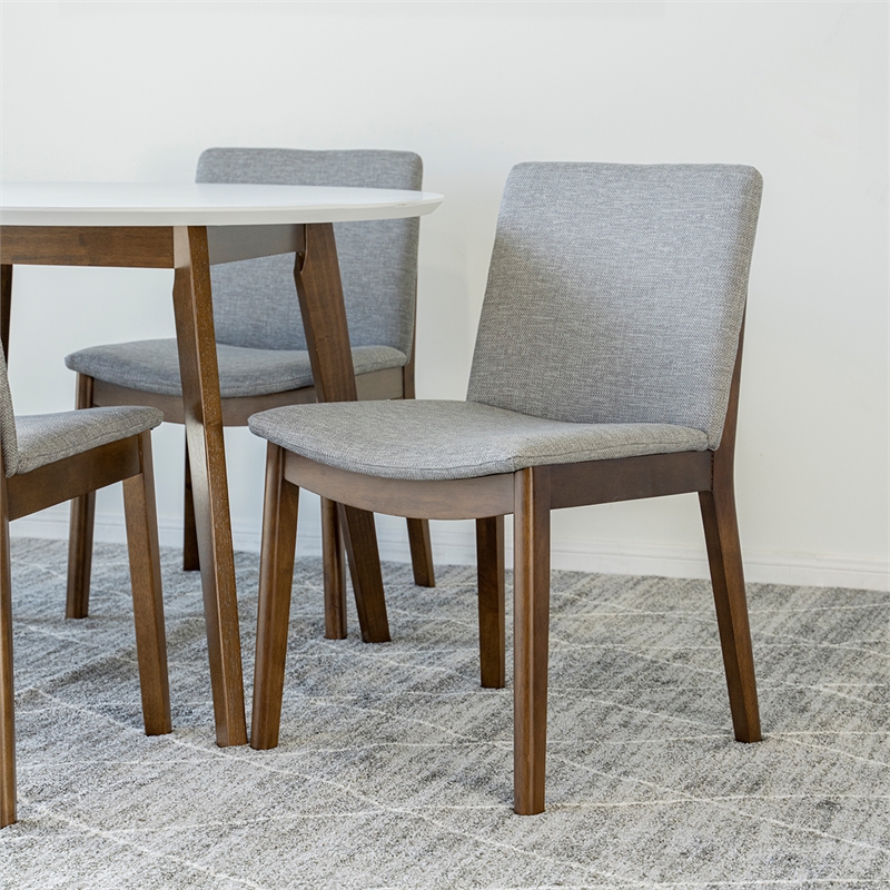 Pemberly Row 5-Piece Modern Dining Set w/ 4 Fabric Dining Chairs in Light Gray