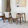 Pemberly Row 5-Piece Mid-Century Dining Set with 4 Fabric Dining Chairs in Beige