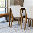 Pemberly Row 5-Piece Mid-Century Dining Set with 4 Fabric Dining Chairs in Beige