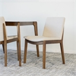 Pemberly Row 5-Piece Mid-Century Dining Set with 4 Fabric Dining Chairs in Beige
