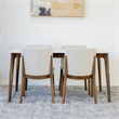 Pemberly Row 5-Piece Mid-Century Dining Set with 4 Fabric Dining Chairs in Beige