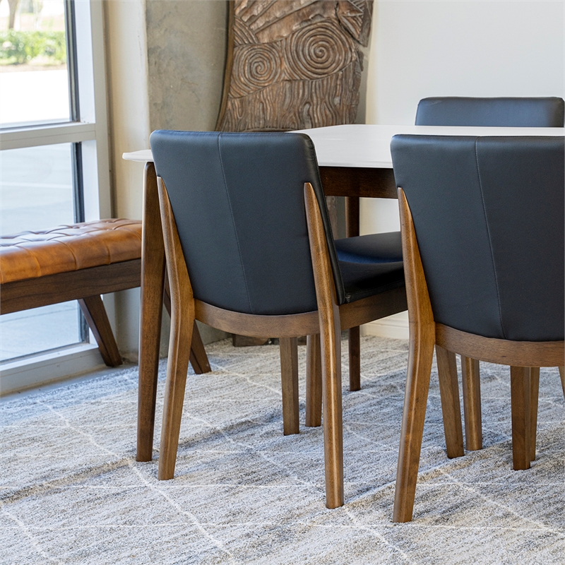 Pemberly Row 5-Piece Modern Dining Set w/ 4 Faux Leather dining chairs in Black
