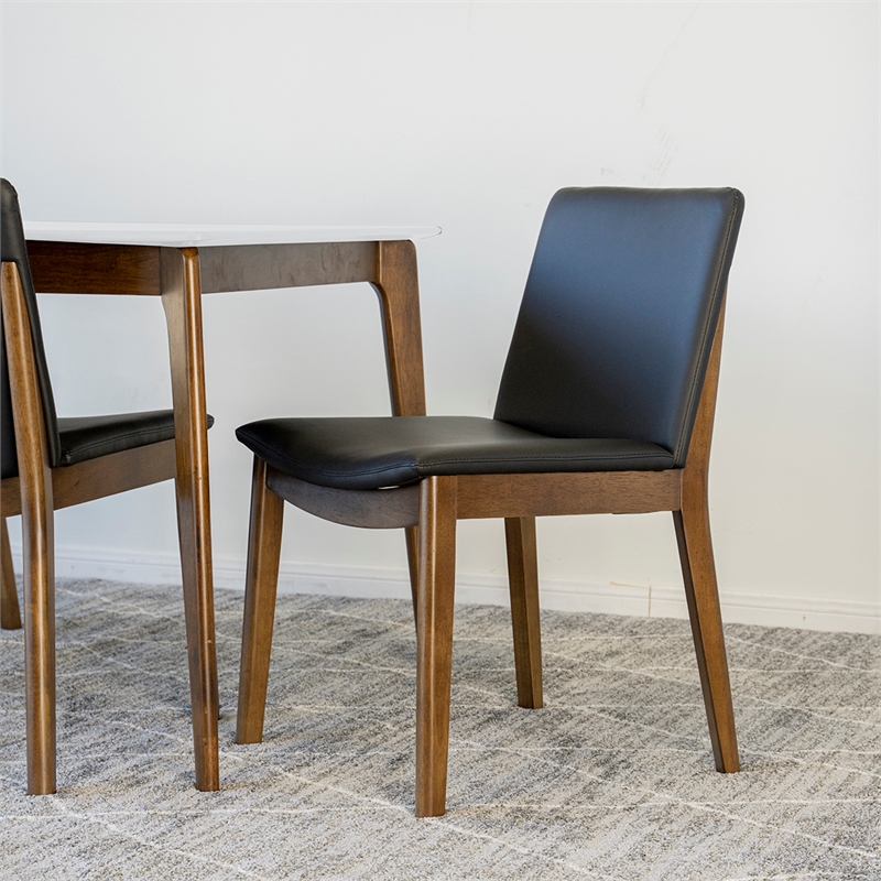 Pemberly Row 5-Piece Modern Dining Set w/ 4 Faux Leather dining chairs in Black