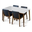 Pemberly Row 5-Piece Modern Dining Set w/ 4 Faux Leather dining chairs in Black