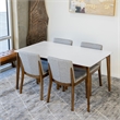 Pemberly Row 5-Piece Modern Dining Set w/ 4 Fabric Dining Chairs in Light Gray