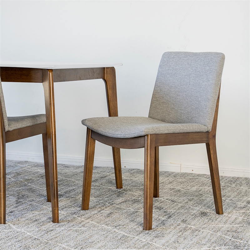 Pemberly Row 5-Piece Modern Dining Set w/ 4 Fabric Dining Chairs in Light Gray