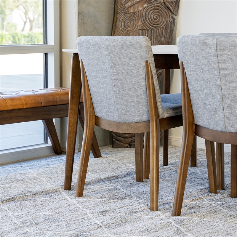 Pemberly Row 5-Piece Modern Dining Set w/ 4 Fabric Dining Chairs in Light Gray