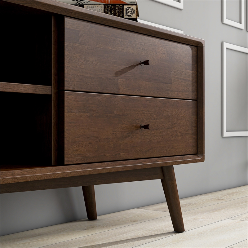 Pemberly Row Mid-Century Solid Wood TV Stand for TVs up to 65