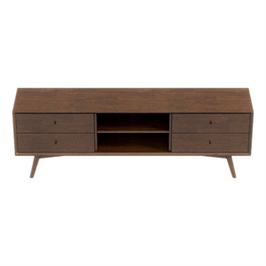 Pemberly Row Mid-Century Solid Wood TV Stand for TVs up to 65&quot in Walnut